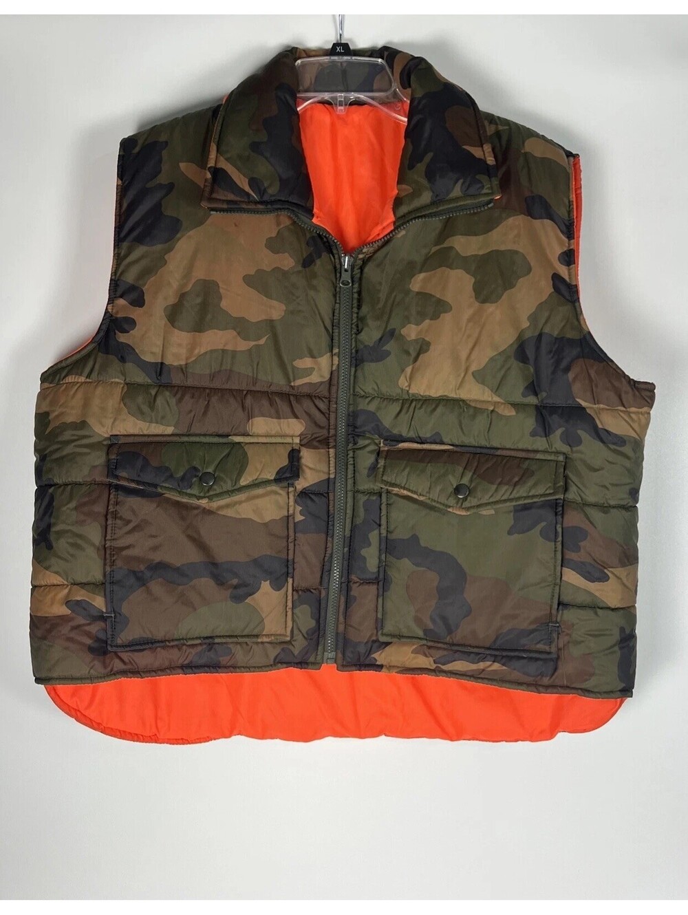 Vintage Winchester Reversible Puffer Vest Camo/Blaze Orange Hunting- Men's XL